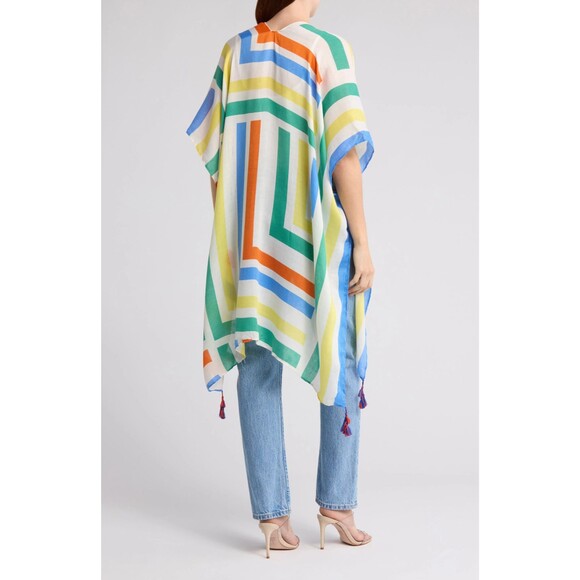 Do Everything In Love Abstract Kimono – Tassel Trim, Lightweight Boho Layer, OS - Picture 13 of 16